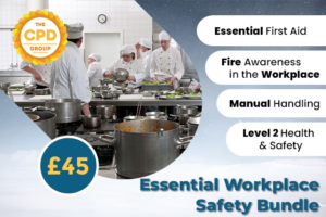 This Bundle contains one of each:Essential First Aid
Manual Handling
Fire Awareness in the Workplace
Level 2 Health & Safety